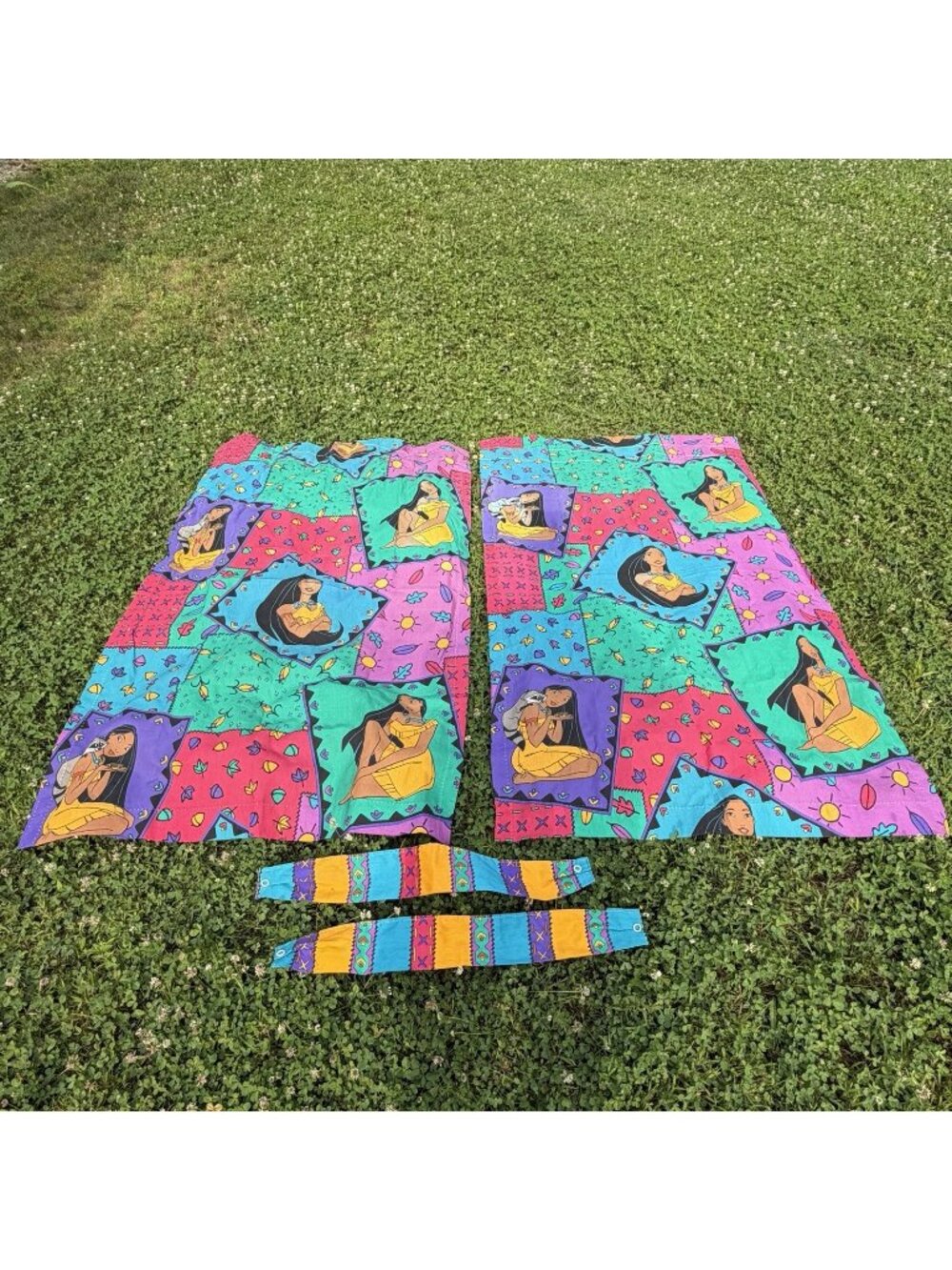 Two Vintage 90’s Disney Pocahontas Curtain Panels & Tie Backs 4997